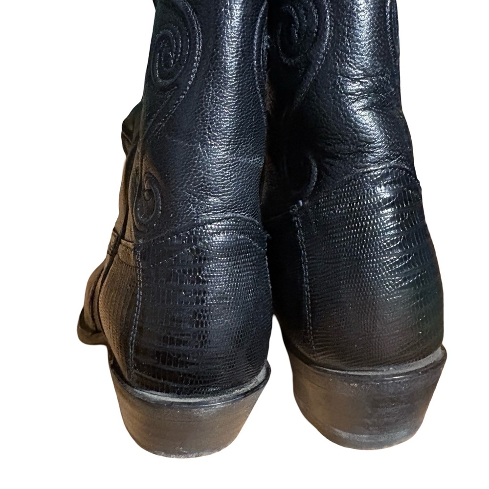 1980s Justin Boots Black Leather Women’s Vintage Western Cowboy Cowgirl size 7 - Picture 5 of 11